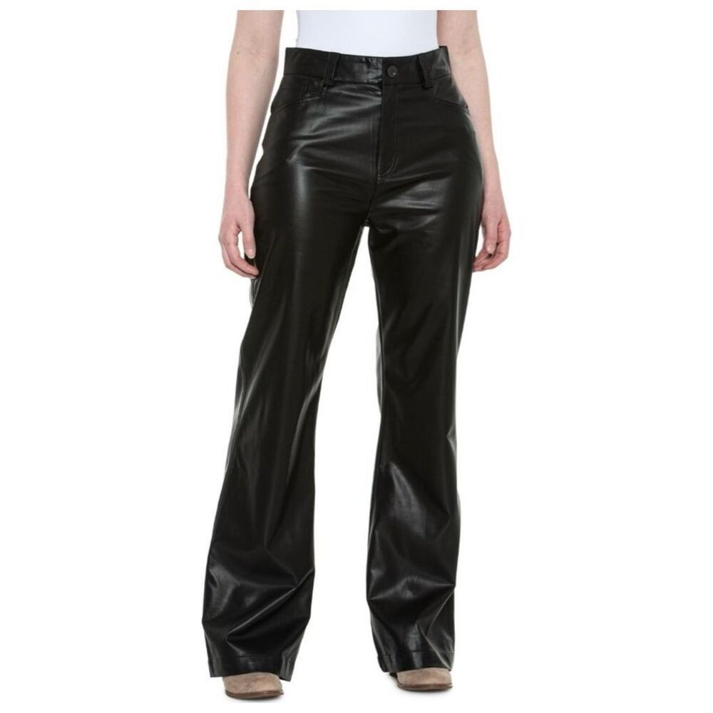 Alp N Rock Women’s Claren Faux Leather Bootcut Pants Size XL High Waist Black